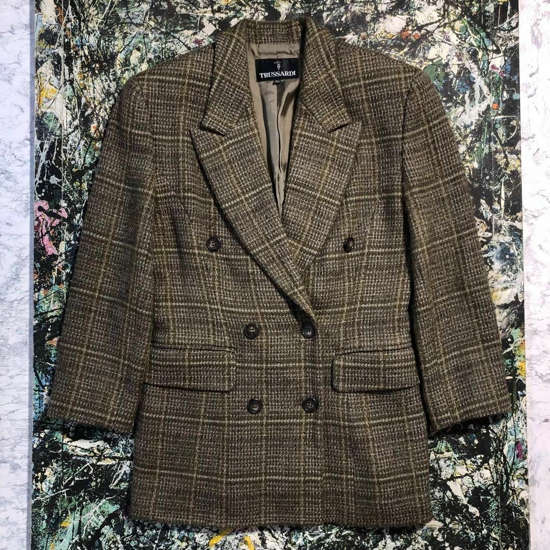 【美品】トラサルディ-TRUSSARDI-ツイードヴィンテージダブルジャケット