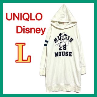 ユニクロ(UNIQLO)のUNIQLO×Disney ミニー ロングパーカー ひざ丈ワンピース Lサイズ(パーカー)