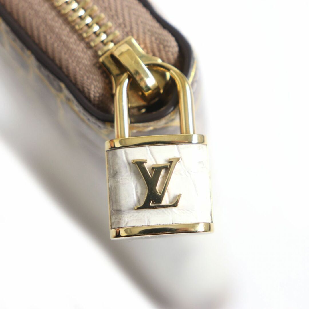 LOUIS VUITTON(ルイヴィトン)の極美品▼LOUIS VUITTON ルイヴィトン N99305 カデナ ジッピーウォレット サハラ クロコダイルレザー 長財布 白×茶 仏製 箱・袋付き メンズのファッション小物(長財布)の商品写真