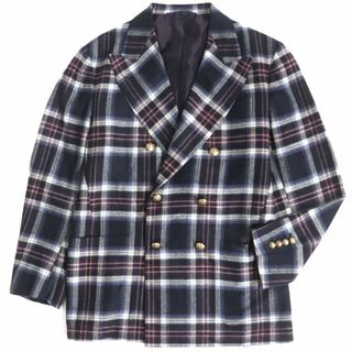 サルトリオ(Sartorio)の美品▼SARTORIO サルトリオ チェック柄 カシミヤ92% 本切羽 ダブルブレスト ジャケット/ブレザー ネイビー系 48 メンズ イタリア製 正規品(テーラードジャケット)