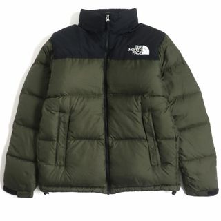 ザノースフェイス(THE NORTH FACE)の良品▼ザ・ノースフェイス ND91841 NUPTSE JACKET フード入り ロゴ刺繍 ZIP ダウンジャケット カーキ×ブラック L メンズ 正規品　p13-st30328-391(ダウンジャケット)