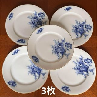 ローゼンタール(Rosenthal)の【美品】ドイツ製ローゼンタール★クラシックローズ★ブルーローズ　デザート皿3枚(食器)