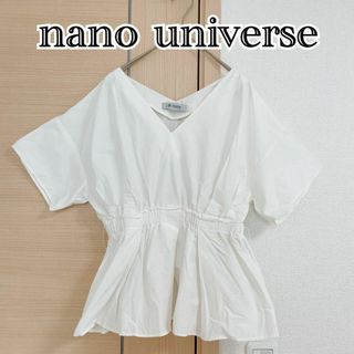 ナノユニバース(nano・universe)のナノユニバース ブラウス カットソー 半袖 Vネック ウエストゴム リボン(シャツ/ブラウス(半袖/袖なし))