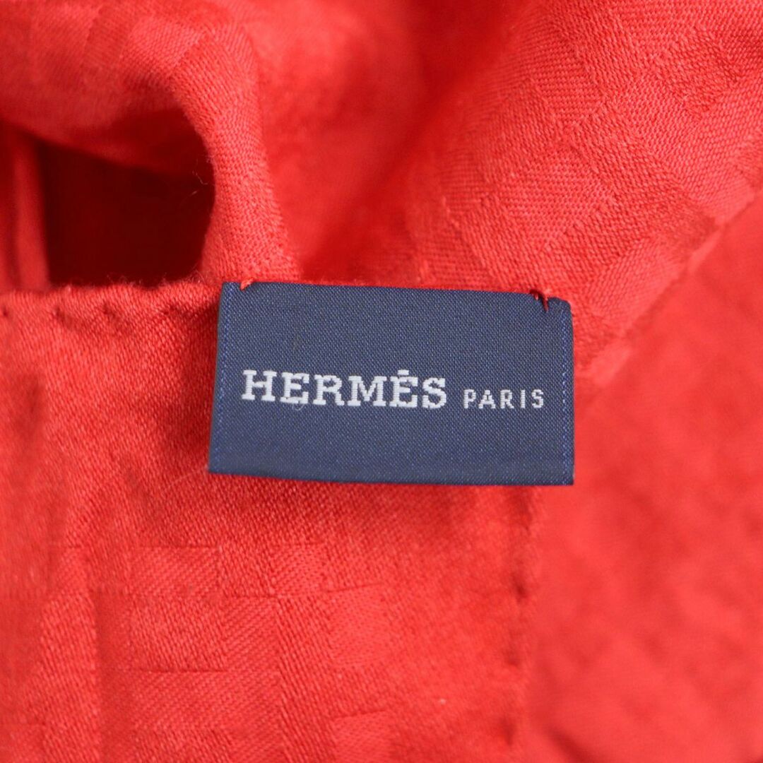 Hermes(エルメス)の美品▼HERMES エルメス Hロゴ柄 カシミヤ×ウール×シルク ストール レッド(オレンジ) メンズ フランス製 箱付き メンズのファッション小物(ストール)の商品写真