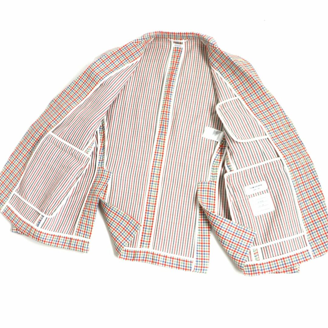 THOM BROWNE(トムブラウン)の極美品▼トムブラウン シルク混 チェック柄 アンコンジャケット 本切羽 セットアップ/シングルスーツ マルチ 1 メンズ 日本製 正規品 メンズのスーツ(セットアップ)の商品写真