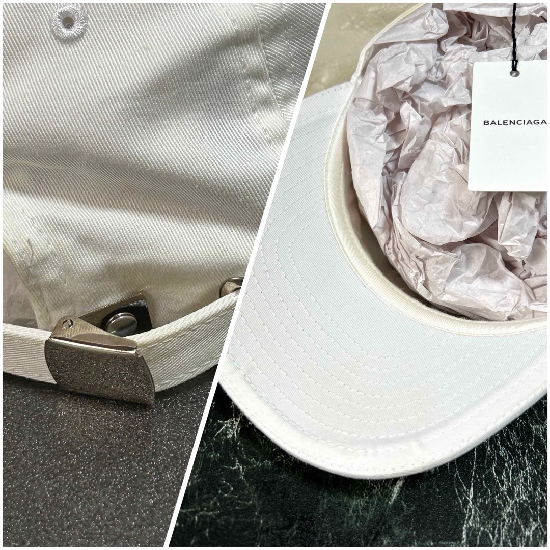 Balenciaga(バレンシアガ)の【超美品正規品】BALENCIAGA ロゴ キャップ 帽子 コットン ホワイト  レディースの帽子(キャップ)の商品写真