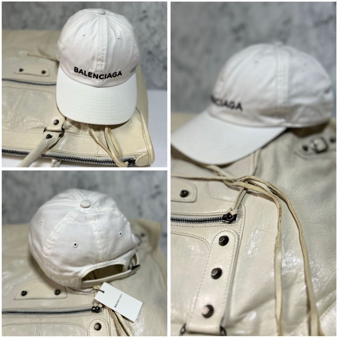 超美品正規品】BALENCIAGA ロゴ キャップ 帽子 コットン ホワイト 超美品正規品】BALENCIAGA ロゴ キャップ 帽子 コットン ホワイト