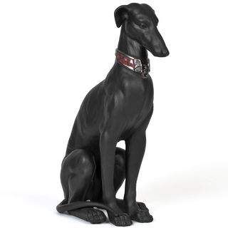 リヤドロ Lladro 忠実なグレイハウンド 黒 No.8606 ブラック 犬 オブジェ 置物 磁器【中古】(彫刻/オブジェ)