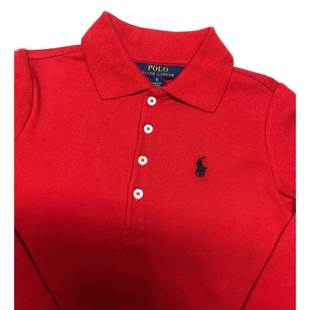 POLO RALPH LAUREN(ポロラルフローレン)の美品POLO長袖ワンピース ポロシャツ （6）120 キッズ/ベビー/マタニティのキッズ服女の子用(90cm~)(ワンピース)の商品写真