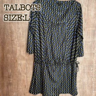 TALBOTS - TALBOTS タルボッツ　ワンピース　ネイビー系総柄　サイズL