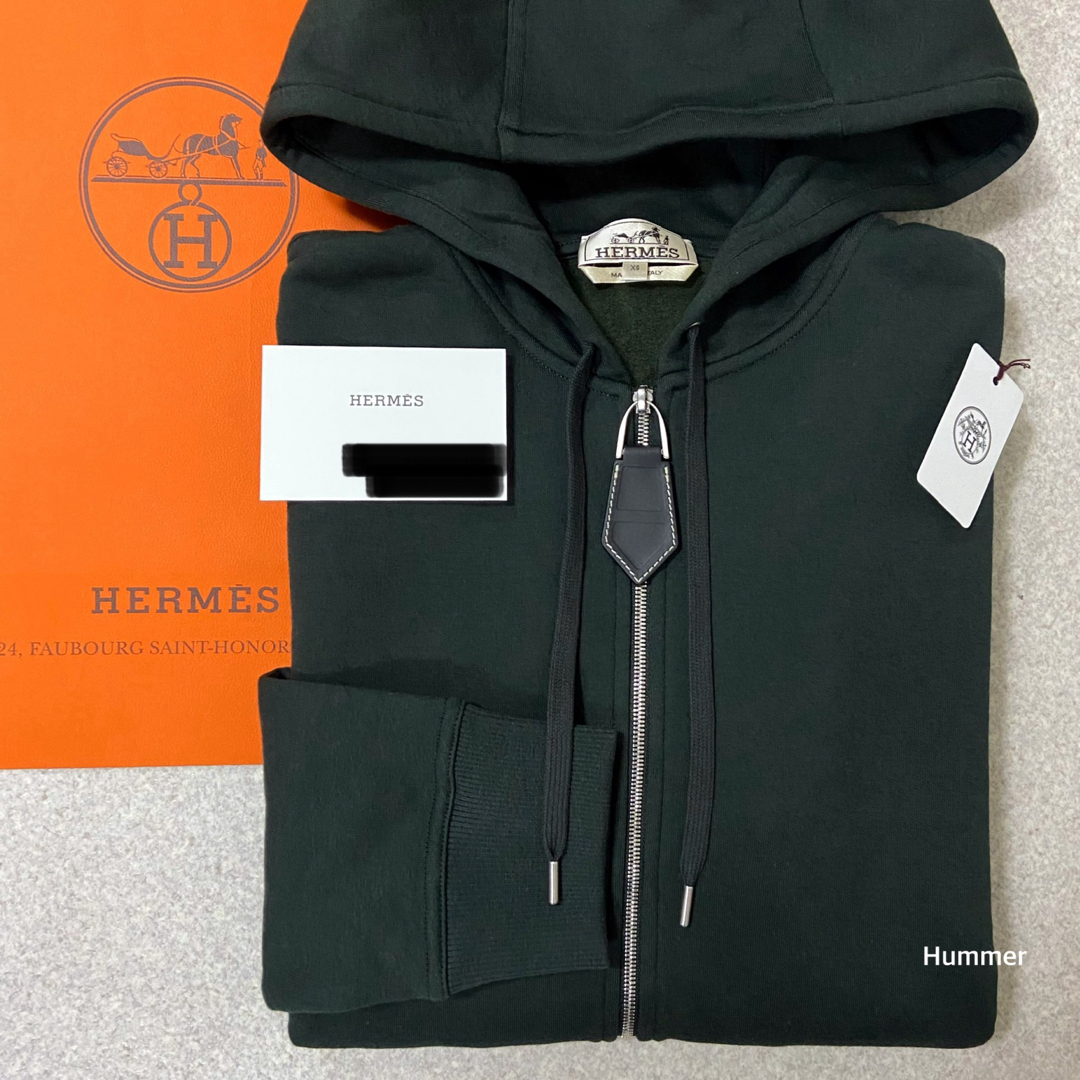 Hermes(エルメス)の国内正規品 22AW 未使用 XS エルメス レザーディテール ジップパーカー メンズのトップス(パーカー)の商品写真