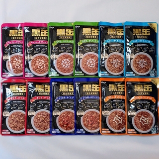 黒缶パウチ６種類★１２袋セット総合栄養食 グレインフリー  キャットフード(ペットフード)
