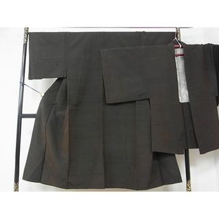 平和屋2■男性　紬　アンサンブル　黒檀色　逸品　ud3779(着物)