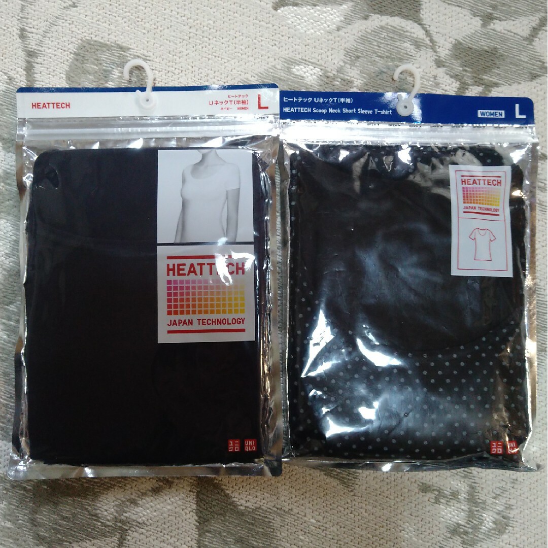 UNIQLO(ユニクロ)の新品☆UNIQLO(ユニクロ)☆ヒートテック ＵネックＴ(半袖) Ｌサイズ ２点 レディースのトップス(Tシャツ(半袖/袖なし))の商品写真