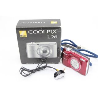 【美品 返品保証】 【便利な単三電池で使用可】ニコン Nikon Coolpix L26 レッド 5x Wide 元箱付き コンパクトデジタルカメラ  s7046(コンパクトデジタルカメラ)