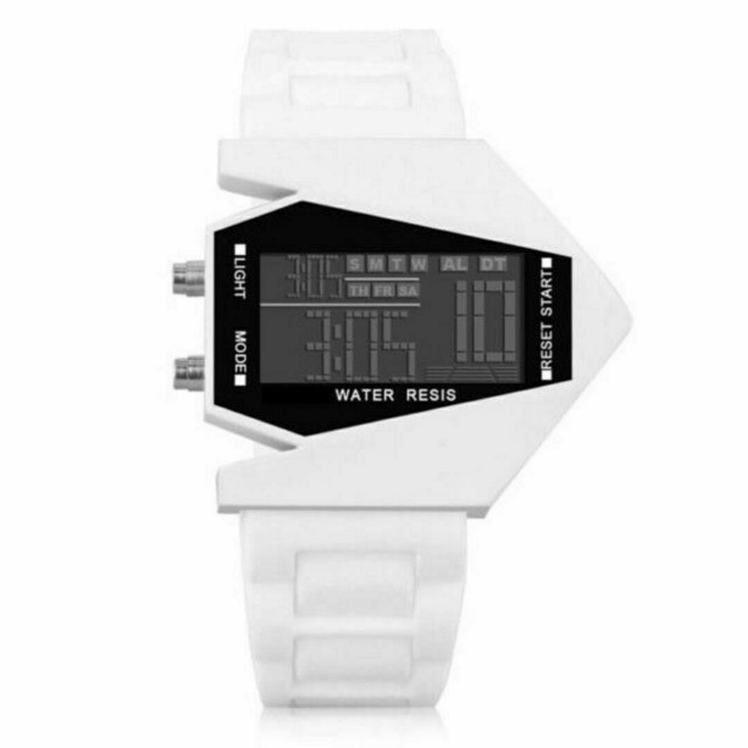 スクエア デザイン 多機能 デジタルウォッチ LED 5色ライト 30m防水 白 メンズの時計(腕時計(デジタル))の商品写真