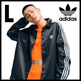 アディダス(adidas)のadidas★サテン コーチジャケット★ナイロンジャケット★黒★L★常田大希着用(ナイロンジャケット)