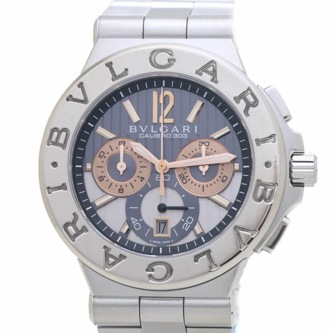 BVLGARI(ブルガリ)のBVLGARI ブルガリ  ディアゴノ カリブロ303 クロノグラフ DG42C14SWGSDCH DG42SWGCH  【’08年正規店購入/磨き済】K18WG ホワイトゴールド xステンレススチール メンズ /39349【中古】【腕時計】 メンズの時計(腕時計(アナログ))の商品写真