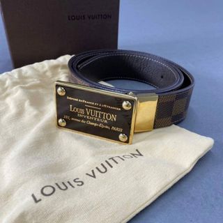 ルイヴィトン(LOUIS VUITTON)のg6 《美品》 LOUIS VUITTON ルイヴィトン サンチュール・アンヴァントゥール ダミエ・エベヌ M9677 レザーベルト 85/34 メンズ 男性用 正規品(ベルト)