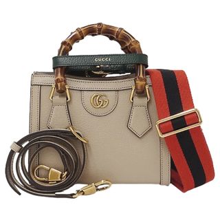 グッチ(Gucci)のグッチ GUCCI バッグ レディース ブランド ハンドバッグ ショルダーバッグ 2way ダイアナ バンブー レザー グレージュ ベージュ 702732 コンパクト ミニバッグ おしゃれ 【中古】(ハンドバッグ)