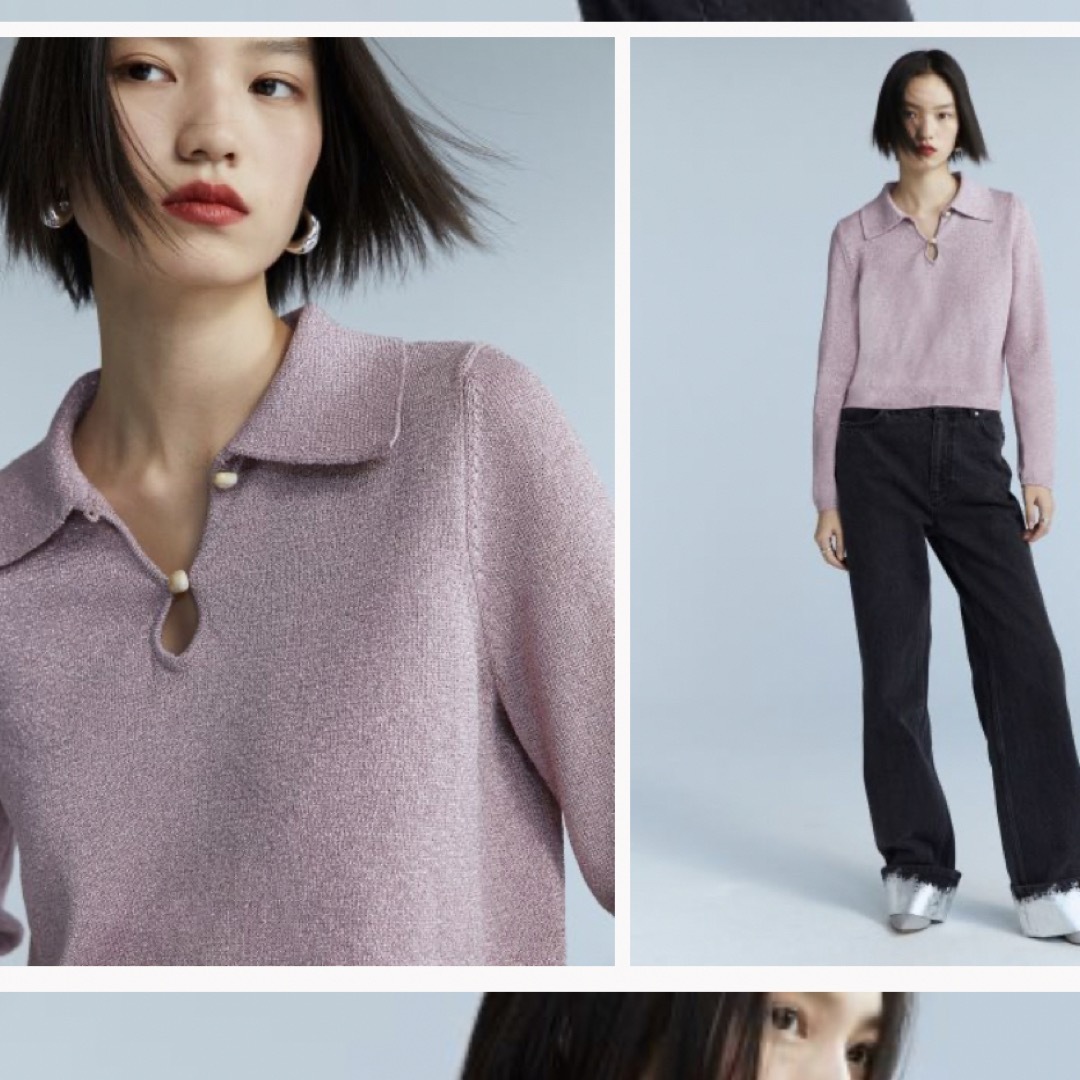 H&M(エイチアンドエム)のグリッターポロシャツ レディースのトップス(ニット/セーター)の商品写真