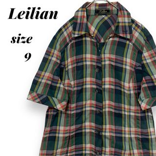 レリアン(leilian)のレリアン シルク混 チェック柄 半袖シャツ 9号（M) (シャツ/ブラウス(半袖/袖なし))