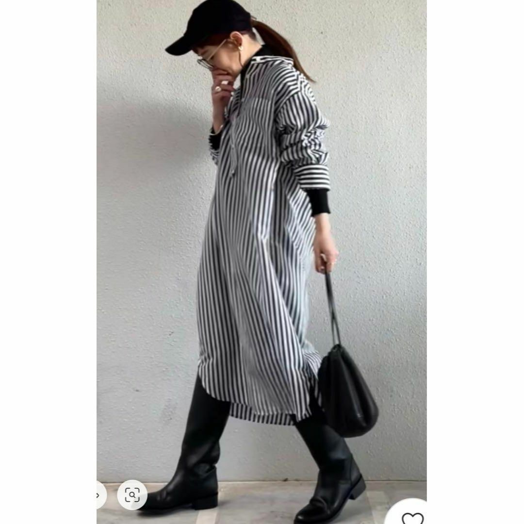 IENA(イエナ)の美品♪イエナ STRIPE BOUNCE シャツワンピース ロングシャツワンピ レディースのワンピース(ロングワンピース/マキシワンピース)の商品写真