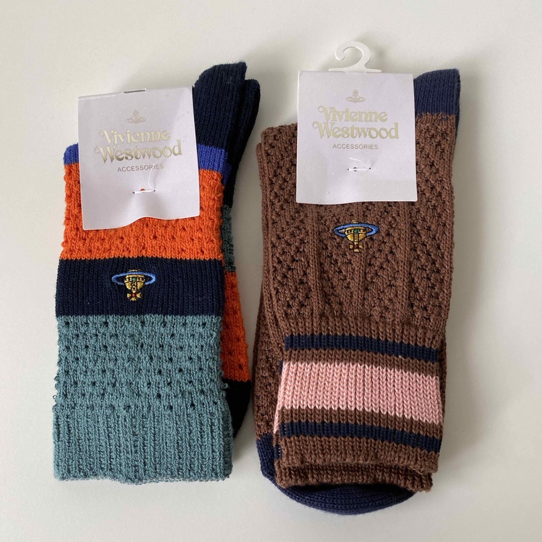 Vivienne Westwood(ヴィヴィアンウエストウッド)のヴィヴィアンウエストウッド レディース ソックス 2セット 綿ニット orb レディースのレッグウェア(ソックス)の商品写真