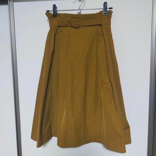 ザデイズトウキョウ(The Dayz tokyo)のからし色　マスタード　ペンシルスカート　ナイロンスカート　ベルト　36 XS(ひざ丈スカート)