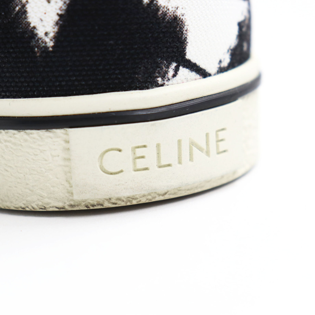 celine(セリーヌ)の極美品 CELINE セリーヌ 190010913 ELLIOT エリオット キャンバス 総柄 レースアップ キャンバス ローカットスニーカー ブラック ホワイト 40 箱・保存袋付き イタリア製 メンズ メンズの靴/シューズ(スニーカー)の商品写真