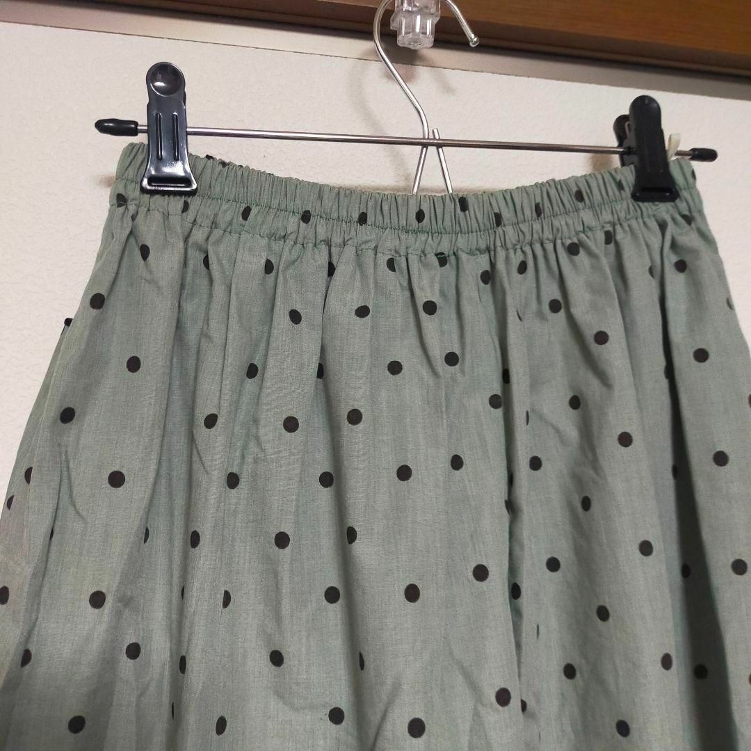 未使用品 MissMoLL ドットスカート グリーン  ひざ丈スカート M レディースのスカート(ひざ丈スカート)の商品写真
