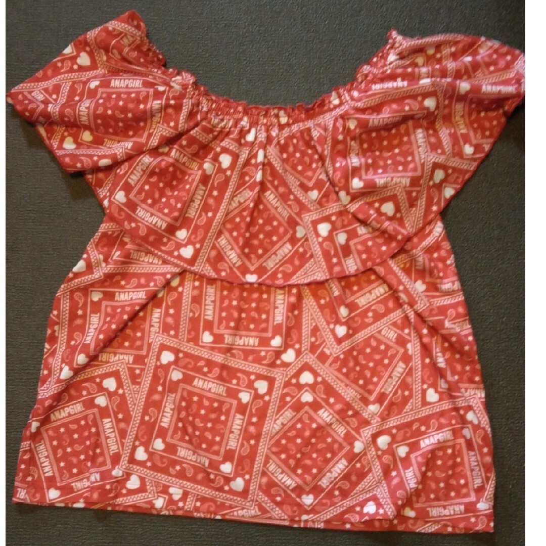ANAP GiRL(アナップガール)のアナップガール　2WAYオフショルトップスM 半袖Ｔシャツ GU　UNIQLO キッズ/ベビー/マタニティのキッズ服女の子用(90cm~)(Tシャツ/カットソー)の商品写真