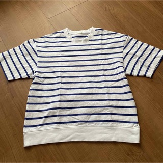 ジーユー(GU)のGU ジーユー ボーダー 半袖 Tシャツ ブルー ホワイト(Tシャツ/カットソー(半袖/袖なし))