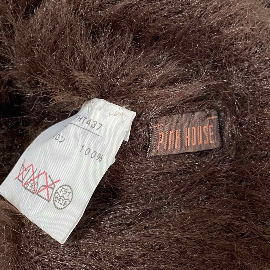 PINK HOUSE(ピンクハウス)のピンクハウス ＊ ハートワッペン ブローチ ファー ニット帽 帽子 レディースの帽子(ニット帽/ビーニー)の商品写真