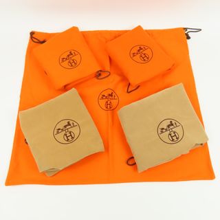 エルメス(Hermes)の綺麗 HERMES エルメス 巾着 保存袋 ダストバッグ バッグ用 5点セット まとめ売り サイズ色々 その他小物 コットン オレンジ【中古】(その他)