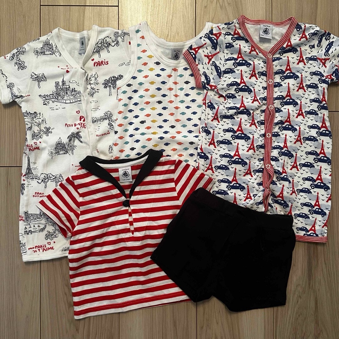 PETIT BATEAU(プチバトー)のプチバトー　ロンパース　まとめ　12m 74cm 男の子　女の子　70 80 キッズ/ベビー/マタニティのベビー服(~85cm)(ロンパース)の商品写真