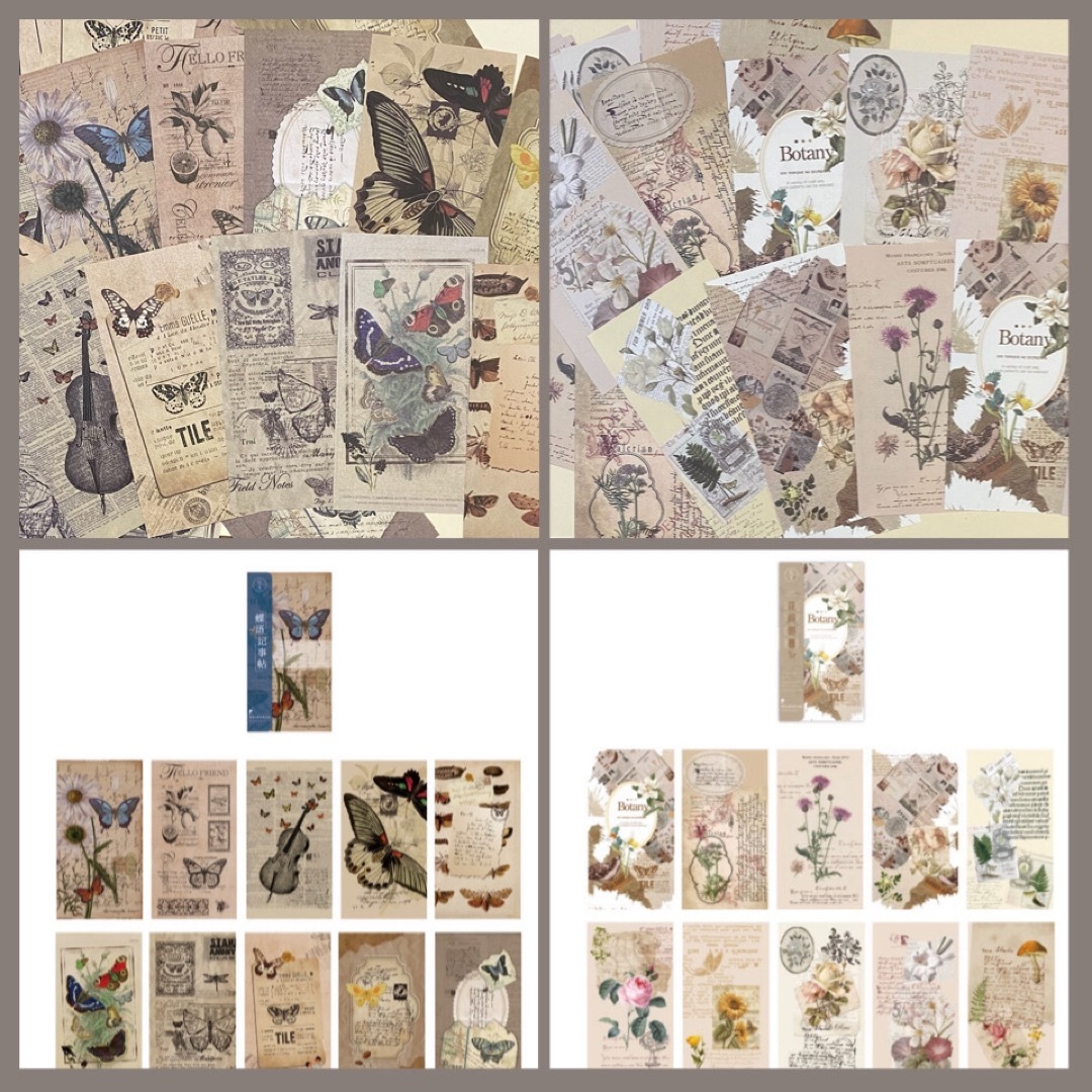 120枚　コラージュペーパー2種セット♡紙素材　花　蝶 ハンドメイドの素材/材料(その他)の商品写真