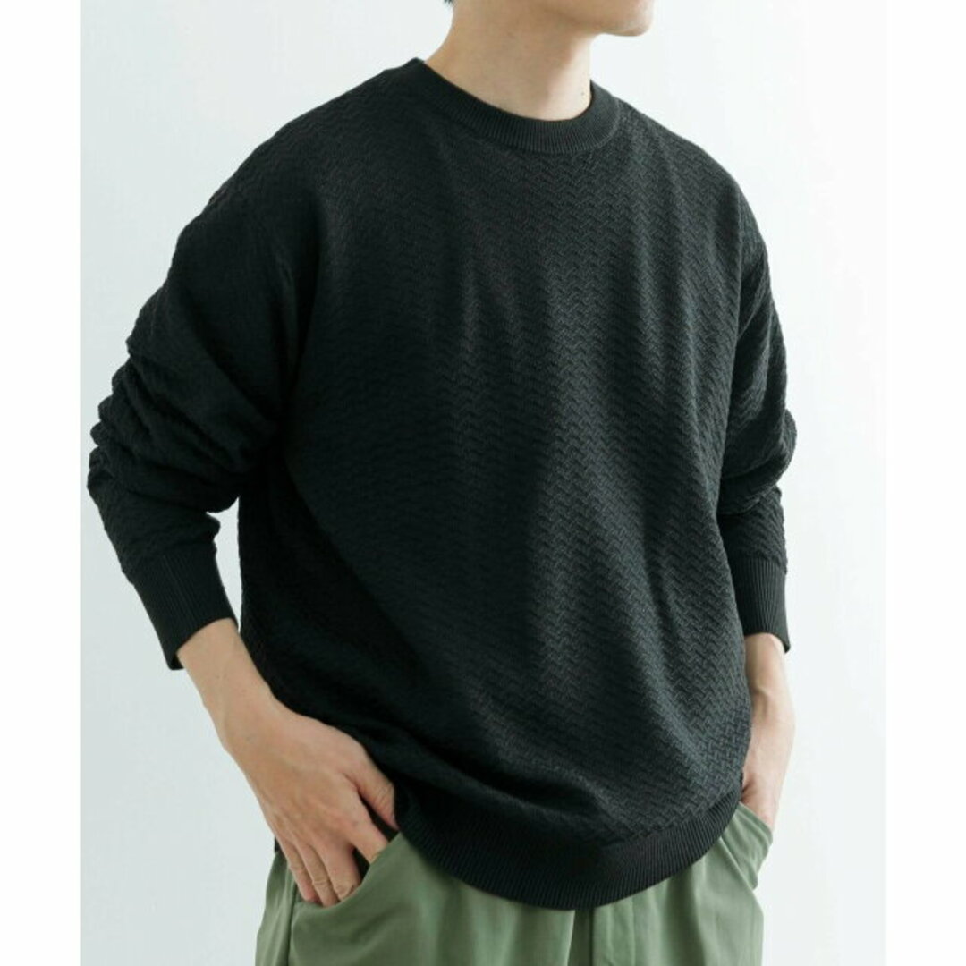 URBAN RESEARCH ITEMS(アーバンリサーチアイテムズ)の【BLK】クルーネック ジャカードニットプルオーバー メンズのトップス(ニット/セーター)の商品写真