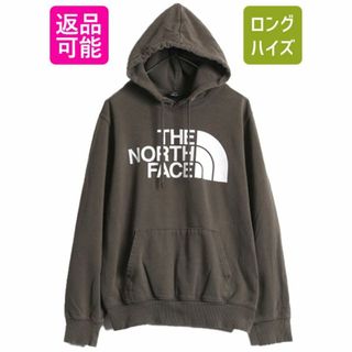 ザノースフェイス(THE NORTH FACE)のノースフェイス プリント スウェット フード パーカー メンズ M / 古着 The North Face プルオーバー トレーナー 裏起毛 カーキ アウトドア(パーカー)