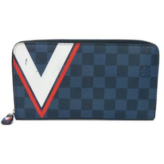 ルイヴィトン(LOUIS VUITTON)のLOUIS VUITTON ルイ・ヴィトン ジッピー オーガナイザー Vマーク プリント ネイビー ホワイト レッド ラウンドファスナー トラベルケース ダミエ コバルト アメリカズカップ 長財布 N64013(長財布)