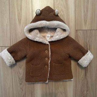 ベビーギャップ(babyGAP)のbaby GAP　くま耳　ボアパーカー ブラナンベア セーター　12-18m(ジャケット/コート)