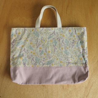 レッスンバッグ☆ハンドメイド☆花柄☆ピンク☆パステル☆お稽古バッグ☆図書バッグ(バッグ/レッスンバッグ)