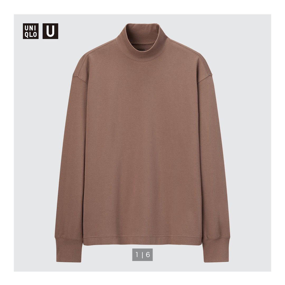 UNIQLO(ユニクロ)のはあちゃん様専用　ヒートテックコットンタートルネックT ブラウン　Lサイズ レディースのトップス(Tシャツ(長袖/七分))の商品写真