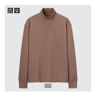 ユニクロ(UNIQLO)のはあちゃん様専用　ヒートテックコットンタートルネックT ブラウン　Lサイズ(Tシャツ(長袖/七分))