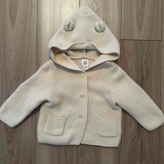 babyGAP - ベビーギャップ、くま耳花柄パーカー80センチ ボーダー