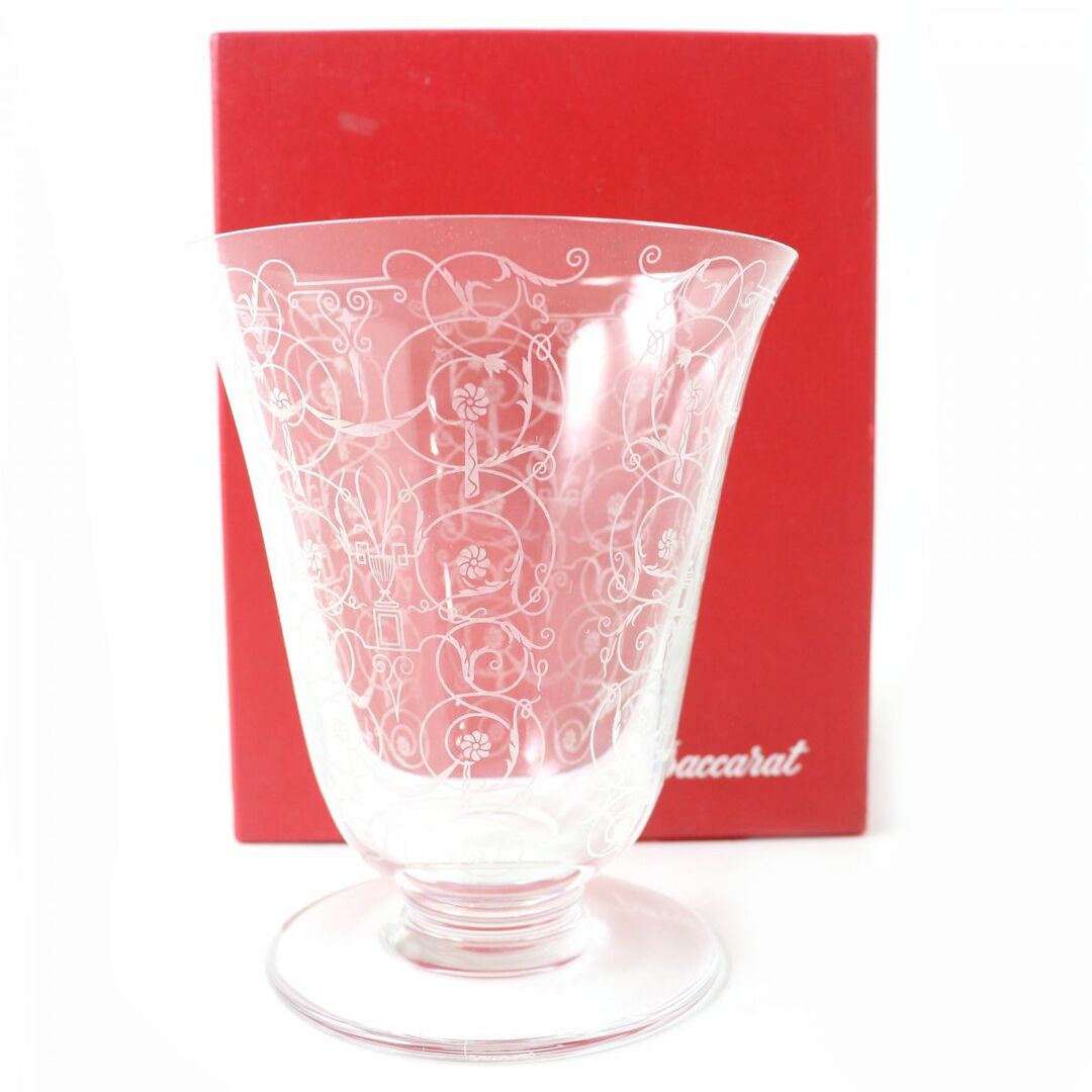 Baccarat(バカラ)の美品△Baccarat バカラ ミケランジェロ 花瓶 フラワーベース インテリア クリスタル アラベスク文様 クリア 口径:約15cm 高さ:約18cm 箱付 インテリア/住まい/日用品のインテリア小物(花瓶)の商品写真