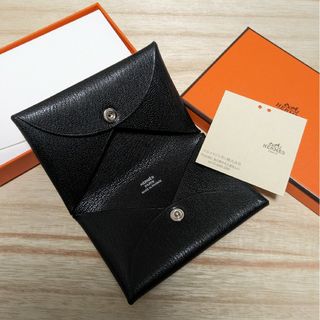 エルメス(Hermes)のHERMES Calvi ノアール エルメス カルヴィ カードケース 黒(名刺入れ/定期入れ)