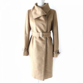 マックスマーラ(Max Mara)の美品△正規品 MaxMara マックスマーラ 白タグ レディース キャメル100％ ベルト付き レザー使い ロングコート ブラウン系 42 イタリア製(その他)