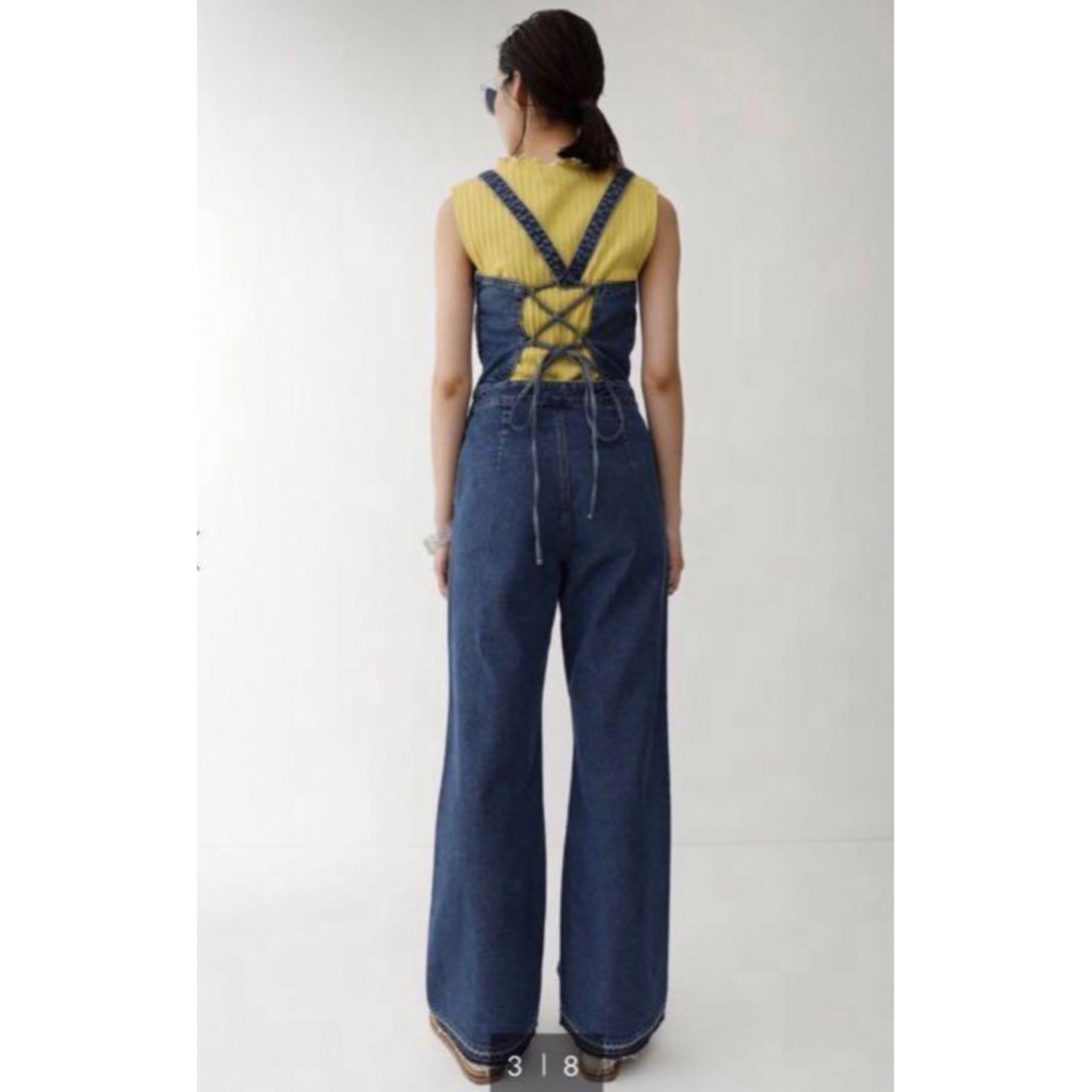 moussy(マウジー)のmoussy BACK TIE DENIM JUNPSUIT レディースのパンツ(サロペット/オーバーオール)の商品写真