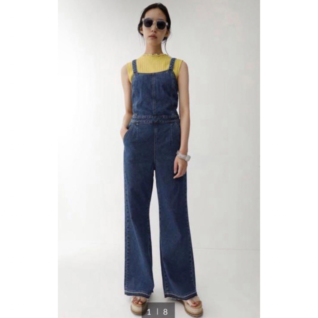 moussy(マウジー)のmoussy BACK TIE DENIM JUNPSUIT レディースのパンツ(サロペット/オーバーオール)の商品写真